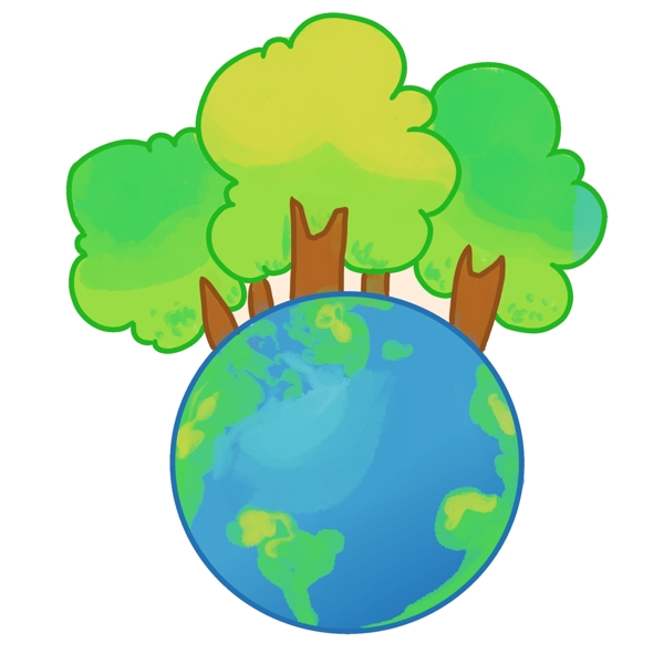 爱护环境绿色树木插画