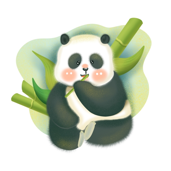 绿色清新珍稀动物大熊猫中国卡通可爱竹子