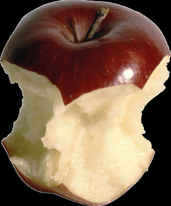 被吃了一部分的苹果免抠png透明图层素材