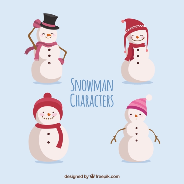 不同帽子的雪人收藏