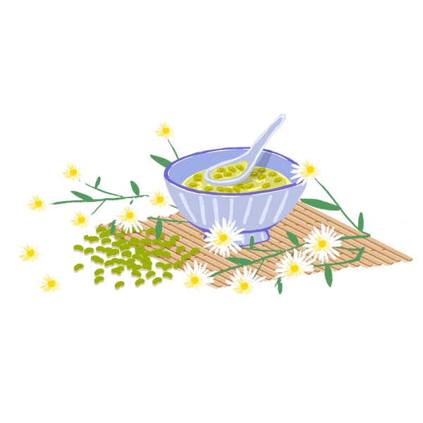 清新绿豆汤装饰元素