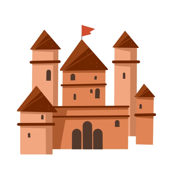 橙色城堡装饰插画