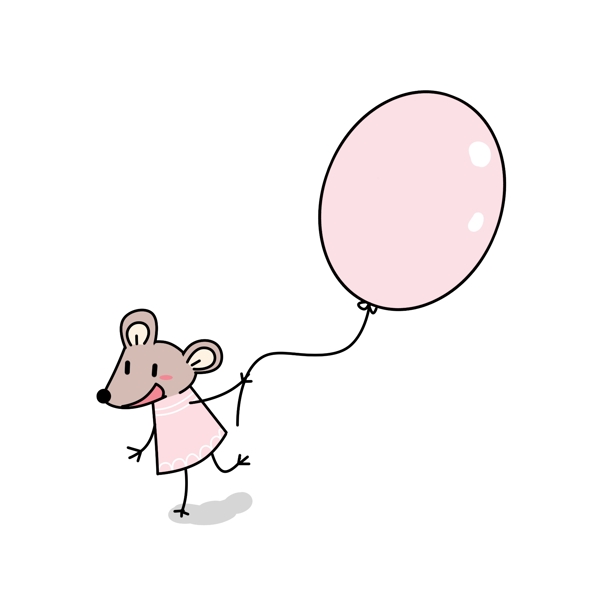 可爱小老鼠尾巴气球边框
