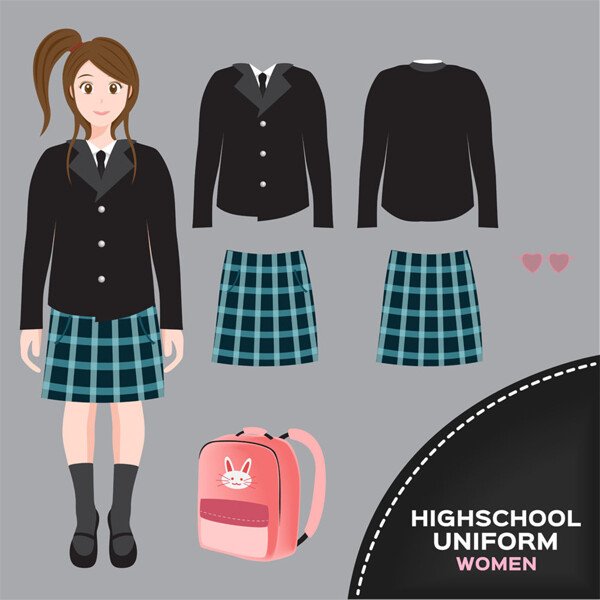 書包和格子女裝校服圖片
