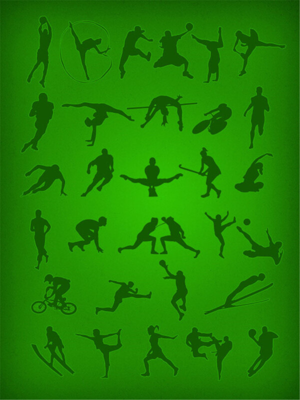 29种奥运会人体剪影体育项目图形元素photoshop自定义形状素材