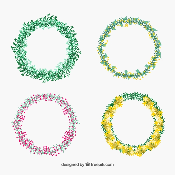 4款創(chuàng)意花環(huán)設(shè)計矢量素材