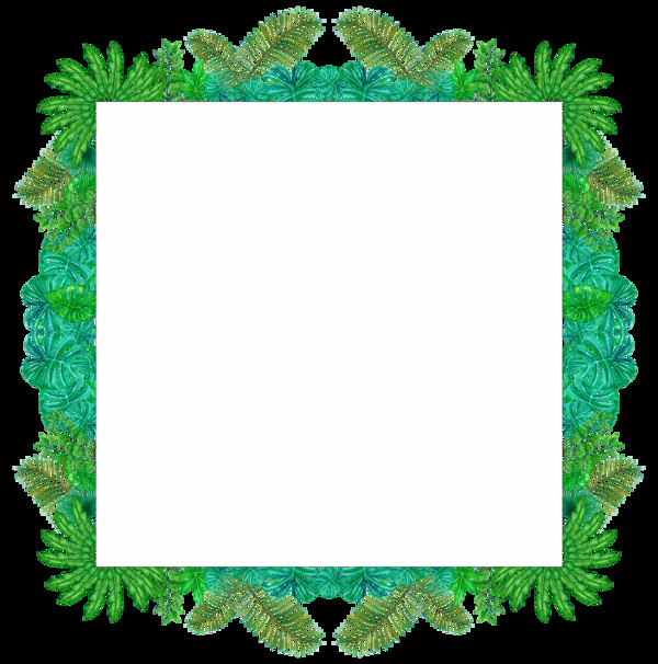 鲜绿色叶子画框png透明素材
