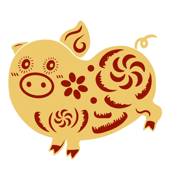 中國(guó)風(fēng)剪紙豬賀新春