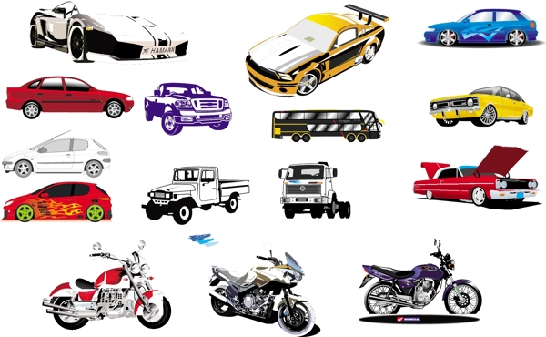 15矢量的摩托车和汽车