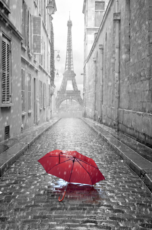 巴黎街头的雨伞