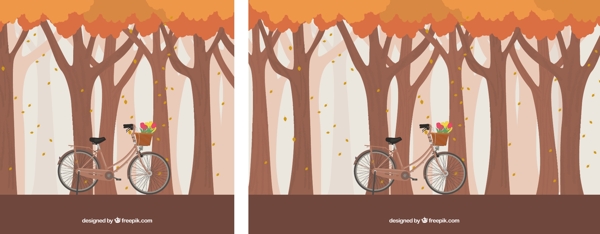 秋季森林背景自行车