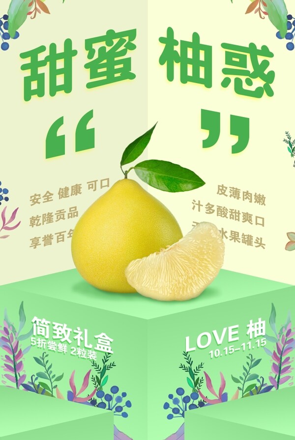 柚子水果新鲜活动海报