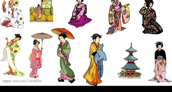 矢量人物日本仕女圖片