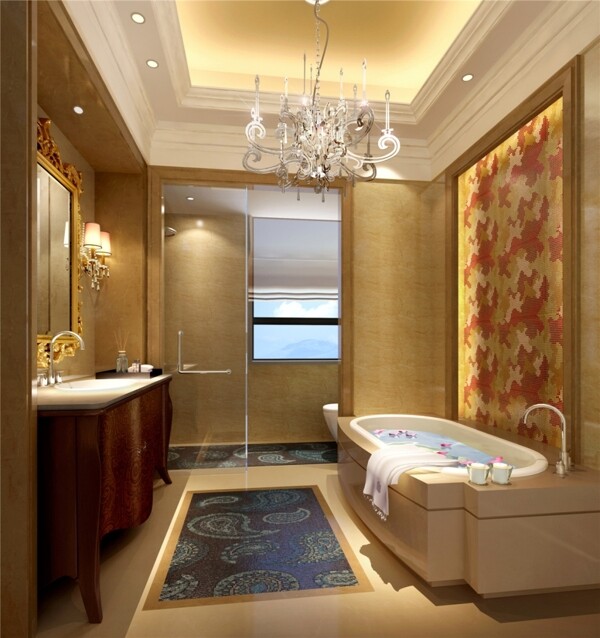 奢华现代风格浴室吊顶效果图设计