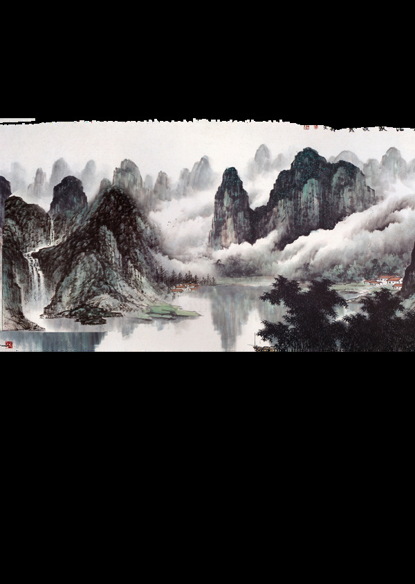 中国风水墨山水画素材