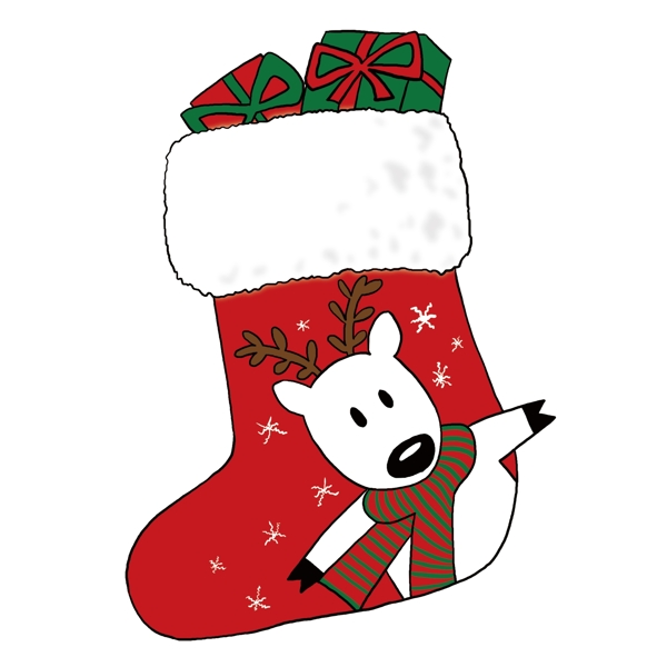装满礼物的红色麋鹿圣诞袜