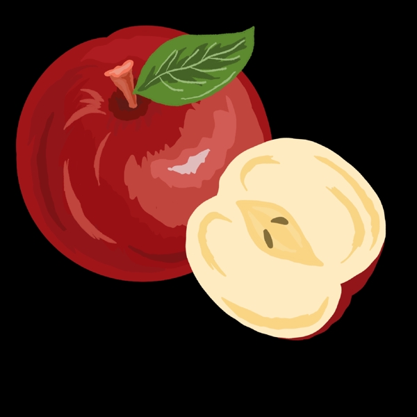 美味的红色苹果插画