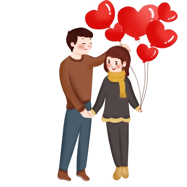 情人节人物和气球