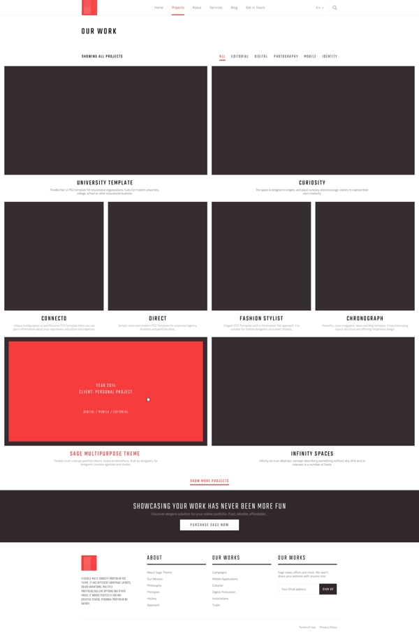 红色大气案例展示网页模板