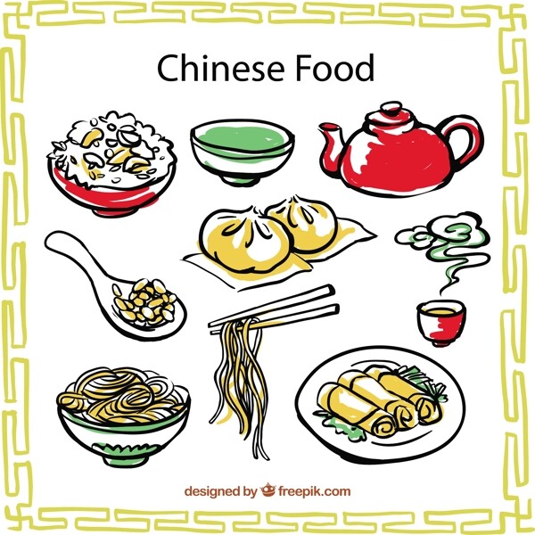 手工绘制中国食品