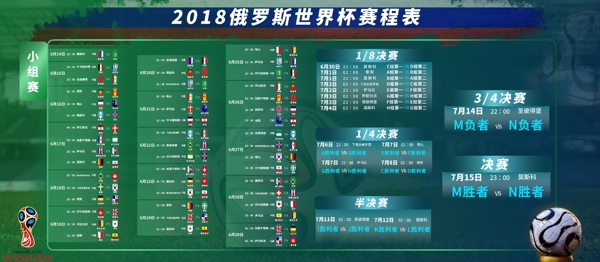 蓝绿色球场足球2018俄罗斯世界杯赛程表