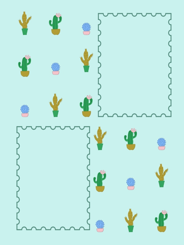 手绘仙人掌创意边框背景