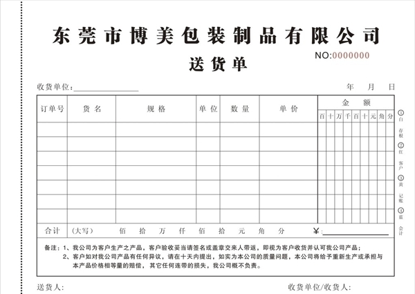 送貨單圖片