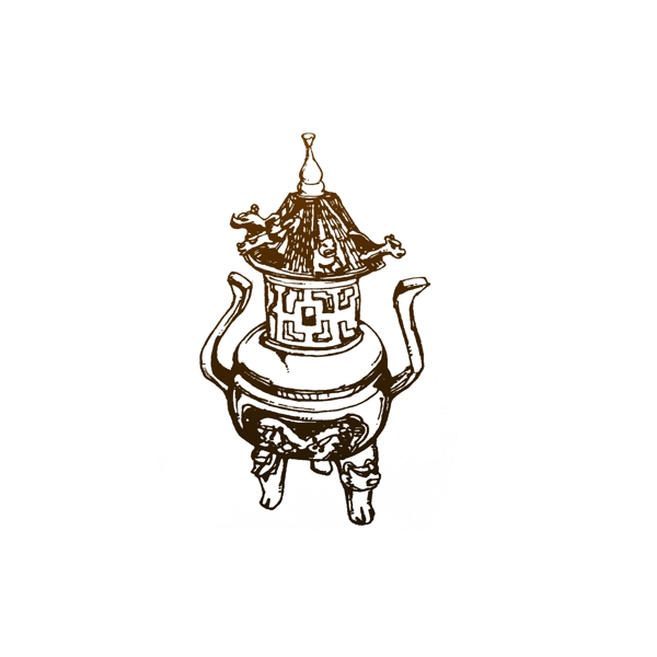 中式浮雕茶壶酒壶线性速写风元素