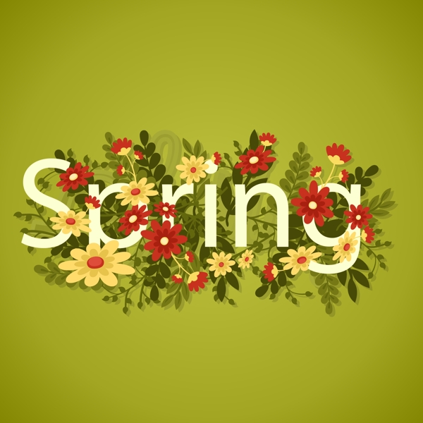春季花卉艺术字图片