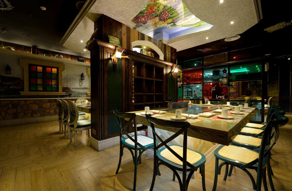 時尚室內(nèi)餐廳餐桌效果圖