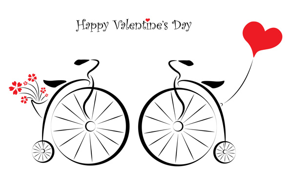 卡通自行车与爱心图片