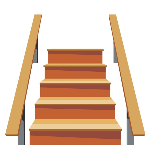木质楼梯卡通插画
