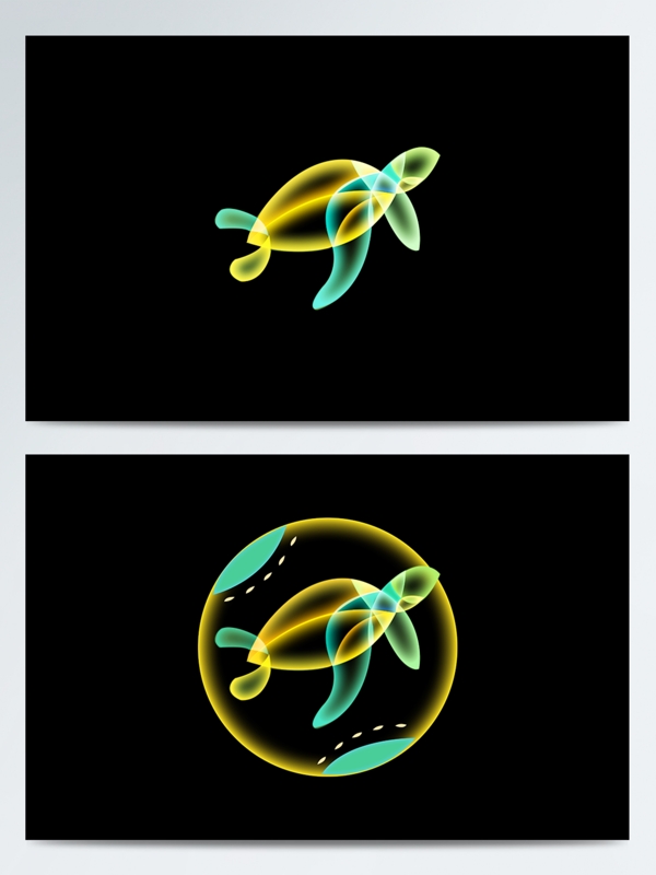 黄绿设计元素卡通可爱动物幻想之光原创乌龟光效元素设计