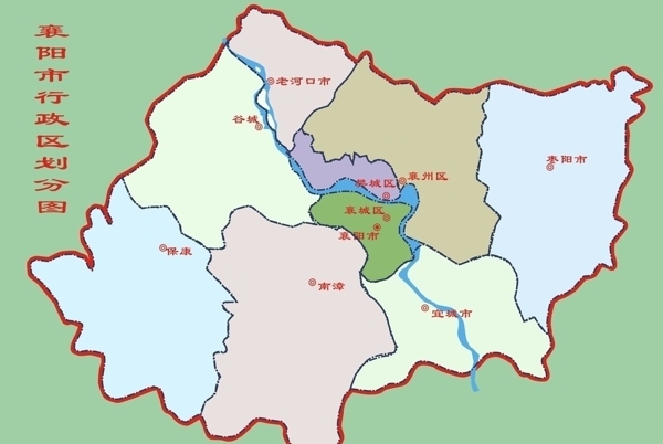 襄阳市行政区划分图