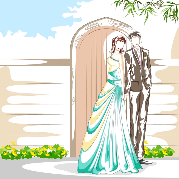手繪結(jié)婚新人