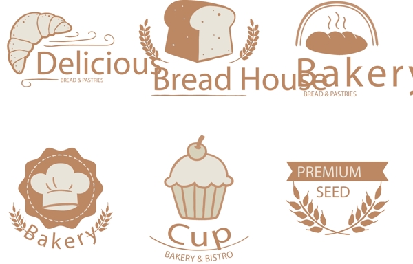 浅咖啡色面包店标志素材