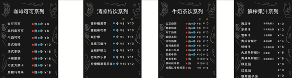 咖啡廳價(jià)目表