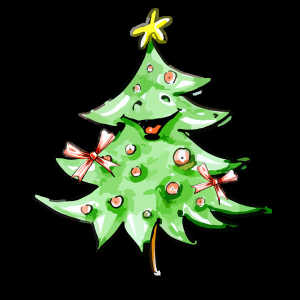 卡通手绘圣诞树png元素