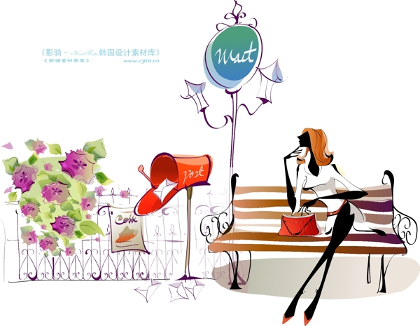 時(shí)尚女孩插畫手繪人物矢量素材矢量圖片HanMaker韓國設(shè)計(jì)素材庫