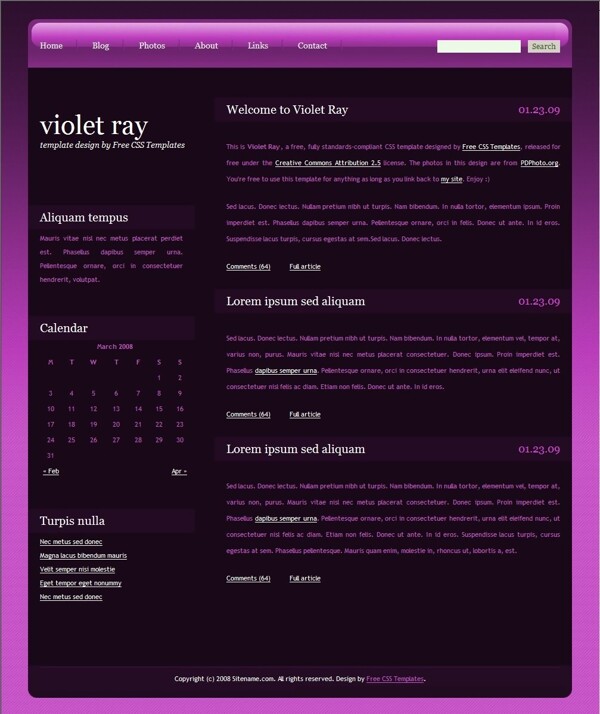 紫外线BLOG网页模板