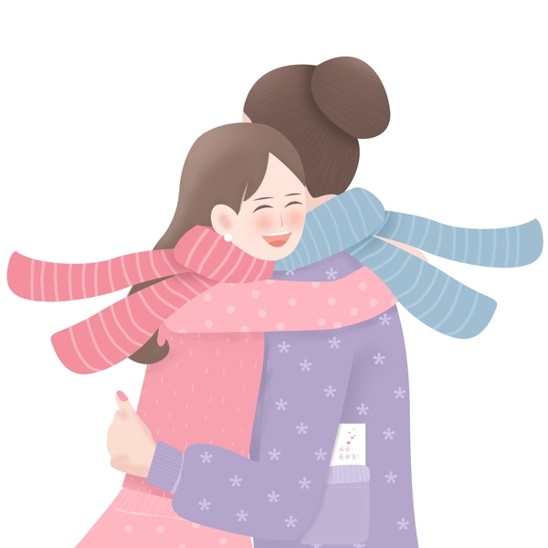 感恩节互相拥抱的母女俩