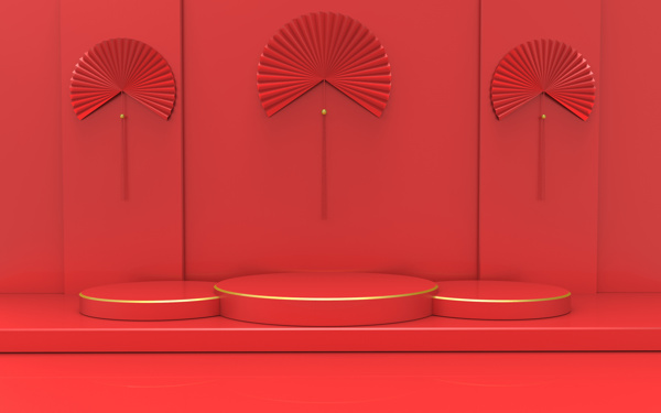 红色舞台立体效果背景海报素材图片