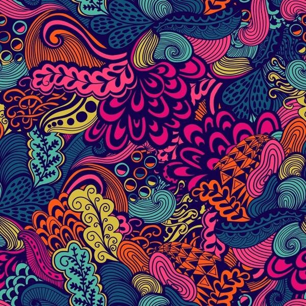 無縫花紋象圖片