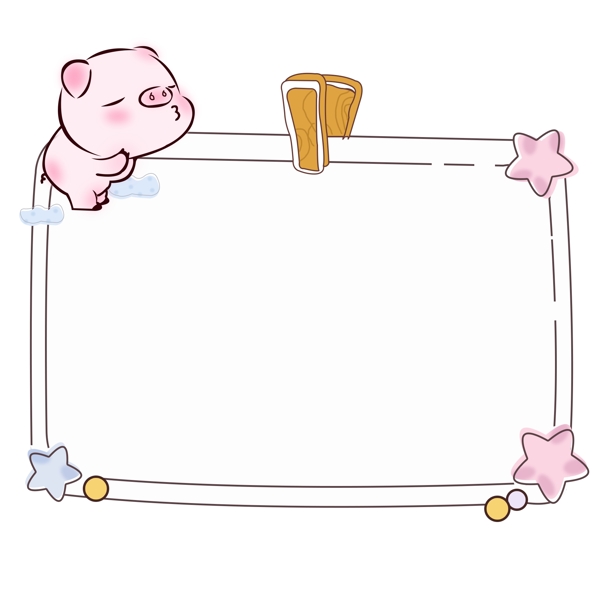 可爱手绘卡通小猪照片框标签