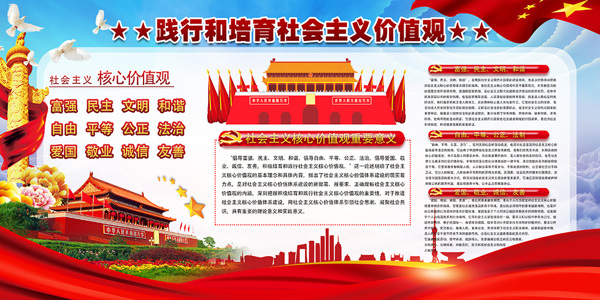 紅色社會主義核心價值觀黨建海報