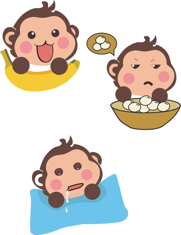 2016猴年猴子卡通矢量创意新年愿望