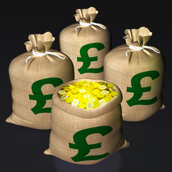 袋金币展示英国的储蓄