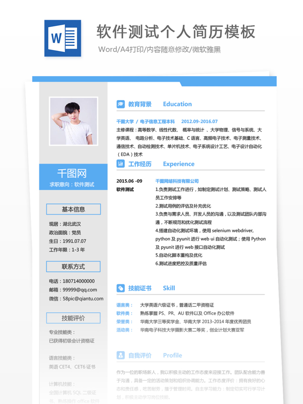 刘兆祥软件测试个人简历模板