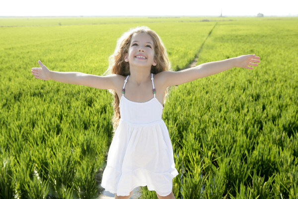 稻田里的快乐小女孩图片