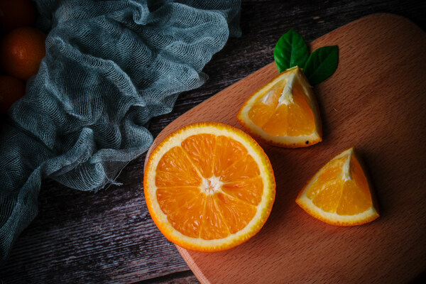 新鲜橙子水果场景细节